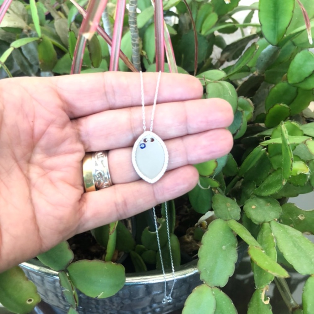 OVAL EVIL EYE Sterling Silver Cz Dainty Necklace